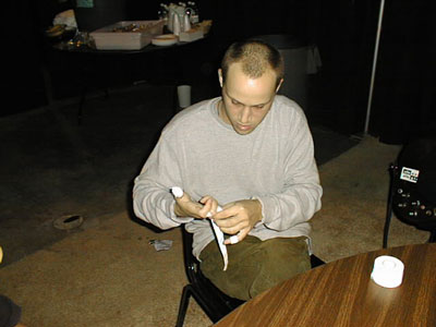 Matt Hammon taping up before the show